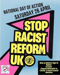 Poster for the Stop Racist Reform UK Day of Action